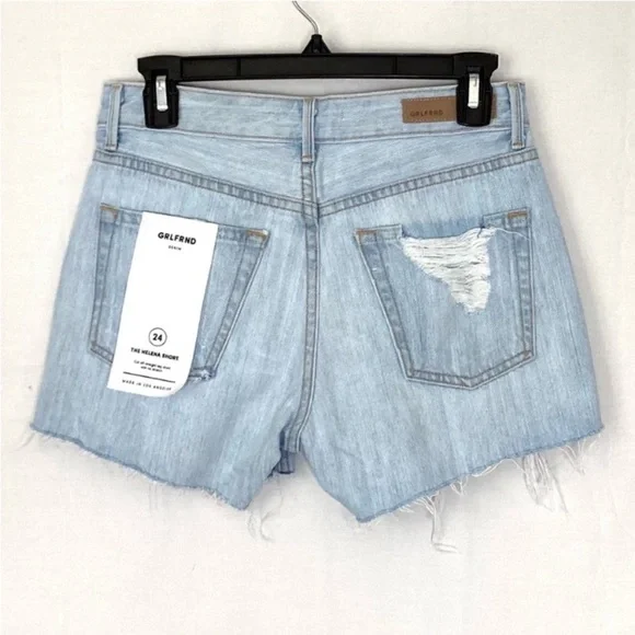 GRLFRND Helena Shorts in Distressed Light Blue SIZE 24 NWT - Picture 3 of 10